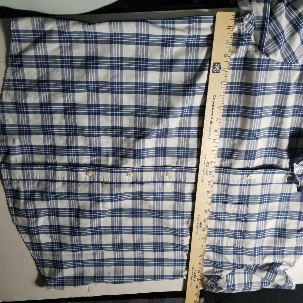 GEORGE MEN'S BUTTON DOWN SHORT SLEEVE BLUE AND WHITE SHIRT SIZE XL - Picture 8 of 11